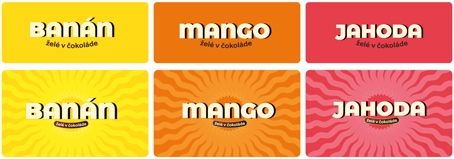 Banány, mango a jahoda v čokoláde